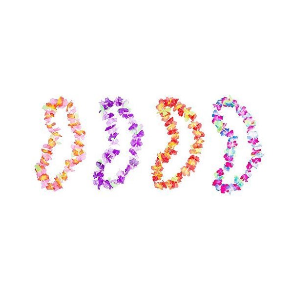 Super Z Outlet Hawaiian Ruffled Colorful Luau Silk Flower Leis Necklaces for Island Theme Party (12 Pack)