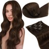 LaaVoo Hair Extensions Clip ins Real Human Hair Brown Clip on Hair Extensions Human Hair Brown Clip in Hair Extensions Real Human Hair for Women Silky Straight 18 Inch #4 7Pcs 120G