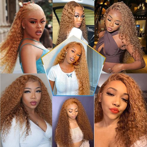 27 Deep Wave Bundles Human Hair Color 27 Bundles Human Hair 24 26 28 Inch Unprocessed Brazilian Virgin Hair 8A Grade Blonde Deep Wave Bundles Double Weft Weave Extensions Hair