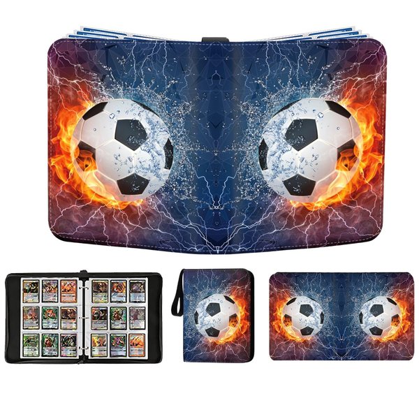 Soccer Card Binder 900 Pockets Trading Card Binder with 50 Removable Sleeve, Sports Card Binder Soccer Cards Binder Double-Sided Cards Holder Trading Card Albums Soccer Card Collector Album