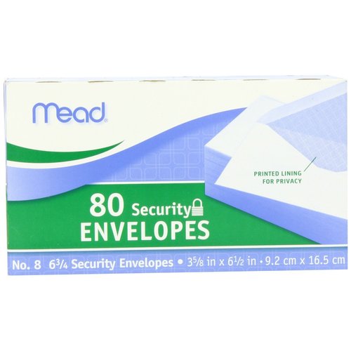 Mead #8 6 3/4 Security Envelopes-80 ct, 3 pk (75212)