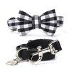 Modern Pups Black Gingham Plaid Collar with Bow Tie and Leash by United Pups (Small)