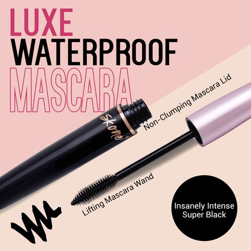 Skone Cosmetics Insanely Intense Luxe Waterproof Mascara - Black - Volume and Length Lash Lift Falsies Quality Mascara - Waterproof, Smudge Proof Eye Mascara, 0.34 oz