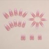Enppode French Tip Nails Long Press on Nails Coffin Fake Nails Pink Nails Glossy Nails for Women 24 PCS/Set