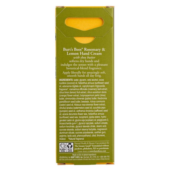 Burt's Bees Rosemary and Lemon Hand Cream with Shea Butter, 1 Ounce