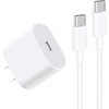 20W USB C Fast Charger for iPad Pro 13/12.9/11 inch, iPad Air 13/11 inch 5/4th Generation, iPad 10th, PD Block with 6.6ft USB C to C Charging Cable
