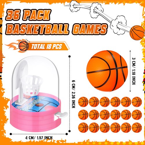 Blosssound 36 Pcs Mini Basketball Games Party Favors Includes 18 Handheld Finger Basketball Shooting Games 18 Small Soft Foam Basketball Stress Balls Classroom Rewards Basketball Sports Party Supplies