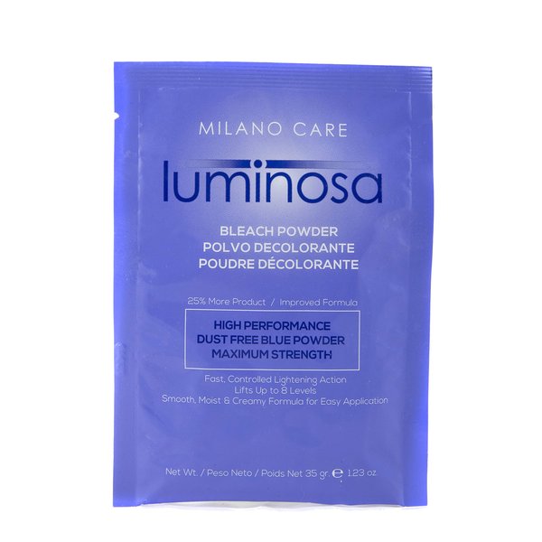 Milano Care Luminosa Blue Bleach Powder - Quick Hair Bleaching Powder for Highlights, Balayage and Painting - Plant-Based, Moisturizing, Dust Free, Up to 9 Levels Lift - Unisex