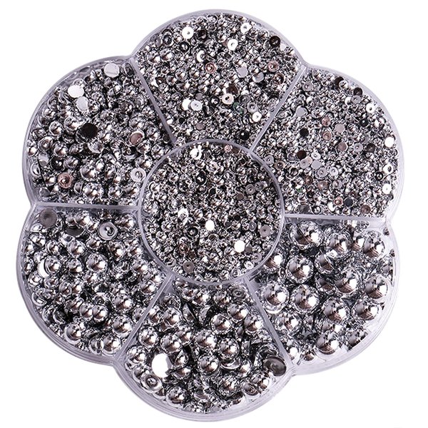 5900 Pcs Half Pearls for Crafts Silver Nail Pearls for Nail Art Falt Back Pearls for Makeup Craft Pearls for Artists Creative DIY Flatback Pearls for Nails（2/3/4/5/6/8/10mm）