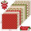 Whaline 12 Designs Christmas Pattern Paper Pack 24 Sheet Merry Christmas Scrapbook Specialty Paper Double-Sided Collection Green Red Decorative Craft Paper Folded Flat for Card Making Scrapbook