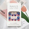 4th of July Press on Nails French Tip Fake Nails with Star Design Glitter False Nails Independence Day Glue on Nails Short Square Acrylic Nails Glossy Full Cover Stick on Nails for Women Girls