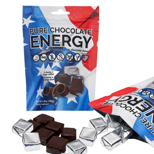 Pure Chocolate Energy Chews - with Caffeine - Dark Chocolate (30 Count)