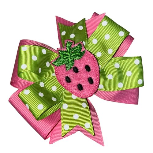 Strawberry Pinwheel Hair Bow 4" Pink