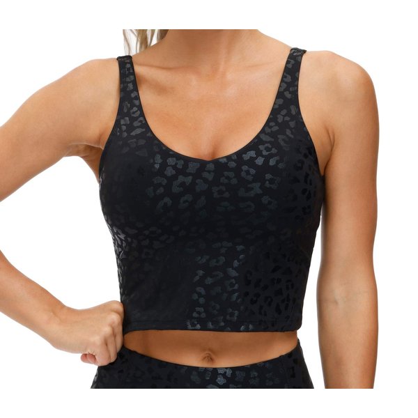 THE GYM PEOPLE Womens Leopard Longline Sports Bra Wirefree Padded Medium Support Yoga Bras Gym Running Workout Tank Tops