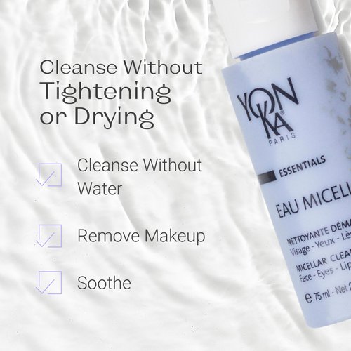 Yon-Ka Eau Micellaire Travel Size (75ml) Micellar Water and Cleansing Makeup Remover, Gentle Face Wash with Rose and Chamomile to Remove Impurities and Hydrate, Paraben-Free