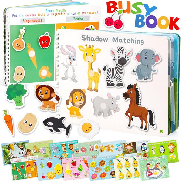 TOY Life Busy Book Preschool Learning Activities Toddler Busy Book with 32 Pages Autism Sensory Learning Materials Preschool Montessori Learning Toys for Kids 3+ Quiet Books for Boys and Girls
