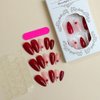 ANDGING Almond Press on Nails Medium Length Red White Fake Nails with Glue Fantasy Acrylic Stars Glue on Nails with Designs Gel Manicure False Nail for Women Classy Stick ons Nails for Girls Wedding