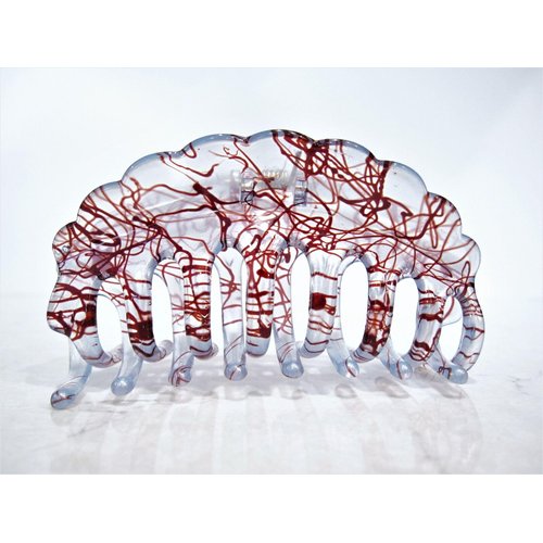 Clear transparent blue and red painted hair claw clip (Primary color: Blue)
