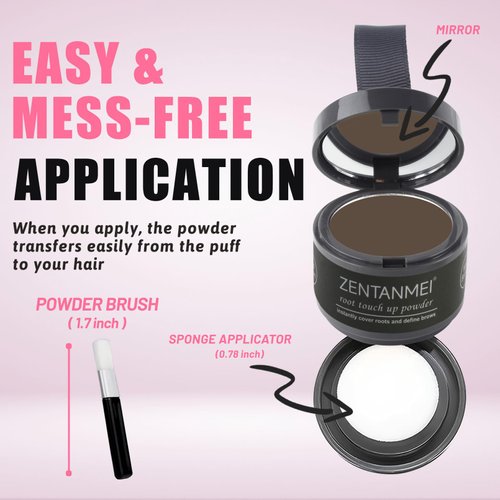 ZENTANMEI Root Touch Up Hairline Powder for Women & Men, Gray Hair Cover Up, Hairline Shadow Powder Sweatproof & Windproof, 0.14 oz Root Cover Up Powder for Thinning Hair (Medium Brown)