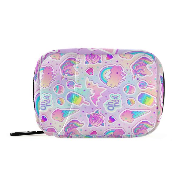 xigua Pill Organizer 7-day Travel Pill Box Bag Kawaii Rainbow Pattern Daily Pill Case with Zipper Portable Suitable,Vitamin Supplement Holder