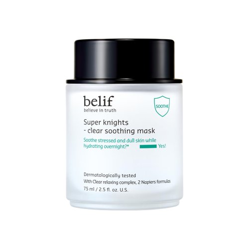 belif Super Knight Clear Soothing Mask, Overnight Hydrating Face Mask, Lightweight, Cooling & Antioxidant-Rich, Squalane, No Wash Off & No Sticky Residue, Korean Skin Care