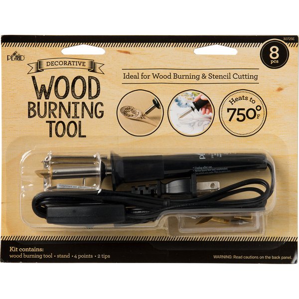 Plaid wood burning and stencil cutting tool,