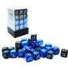 36pcs 12mm Positive and Negative Dice Counters Marble Blue+Gemini Blue&Black Set, Small Token Dice Loyalty Dice Compatible with MTG, CCG, Card Games