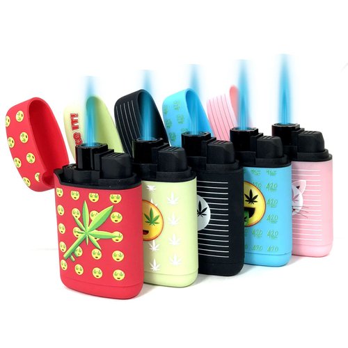 Smokemoji Jet Flame Torch Lighter Adjustable Flame Windproof Butane Refillable (Red)