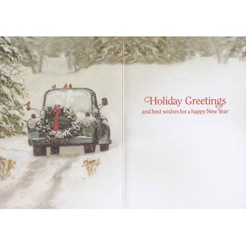 Masterpiece Studios Hollyville 16-Count Boxed Christmas Cards & Envelopes in Keepsake Box, 7.8" x 5.6", Classic Car for Holidays (914100)
