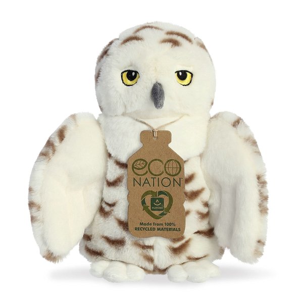 Aurora® Eco-Friendly Eco Nation™ Owl Stuffed Animal - Environmental Consciousness - Recycled Materials - White 8 Inches