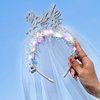 EARENT Light Up Bride to Be Veil Headband Led White Tulle Headpiece Short Wedding Veils Bridal Shower Gift Bachelorette Party Decorations for Women (B-Silver)