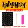 Halloween Press on Nails Medium Square Fake Nails with Glue Horror Ghost Face Glue on Nails Pink Acrylic Nails Blood Bat Skull Stick on Nails Full Cover Nail Tips False Nails for Women and Girls 24Pcs