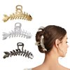 Fish Bone Hair Clips, 3 PCS Metal Hair Claw Clips for Thick Hair Thin Hair Non-slips Strong Hold Fashion French Hair Accessories Lady Women Girl Barrette Mother's Day, Gold, Silver, Black