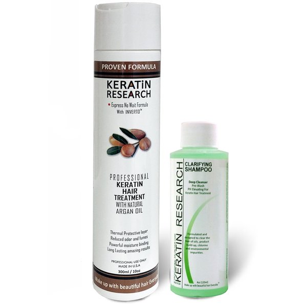 KERATIN RESEARCH Brazilian Keratin Hair Treatment Straightening Complex Blowout LONG Lasting Organic Natural Results with Argan Oil Keratina Brasilera