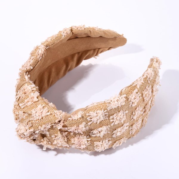 ZITULRY Knotted Raffia Headbands for Women Boho Straw Wicker Braid Wide Top Knot Hairband Statement Rattan Woven Pom Pom Hair Hoop Summer Beach Party Holiday Hair Accessories