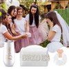 Karenhi 3 Pcs Wedding Bride Gift Set Include 6 oz Stainless Steel Wine Tumbler Bride Letter Cosmetic Toiletry Bag Silk Scrunchies Letter Patches Makeup Bag Hair Tie Wedding Gifts(Bride+Bride)