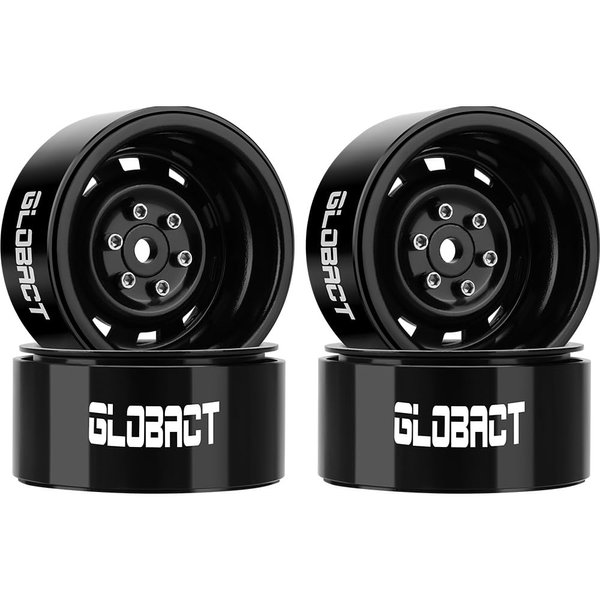 GLOBACT 1.9 Beadlock Wheels RC Wheel Hub for 1/10 TRX4 TRX6 Axial SCX10 I II III Pro Redcat RC Crawler Upgrade Accessories (4Pcs Black)