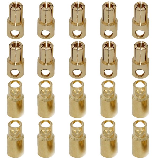 Yiqigou 10 Pairs Gold-Plated 8.0mm 8mm Male Female Banana Plugs Bullet Connector for RC Battery ESC Motor (8.0mm Bullet Connector)