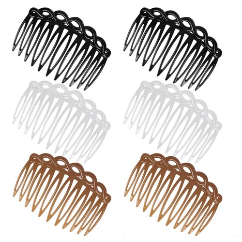 COMNICO 6 Pcs French Hair Side Combs, Women Hair Comb Accessories Set Plastic Twist Decorative Comb Hair Clips 4 Colors Bridal Wedding Veil Teeth Hair Combs for Multiple Hairstyles Girls Women