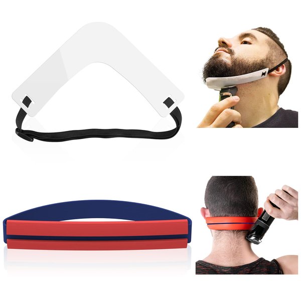 Linkidea Beard Shaper Neckline Guide for Men, Beard Lineup Shaping Stencil & Neck Haircut Trimmer Tool Kit, Goatee Mustache Grooming Shaping Template Tool