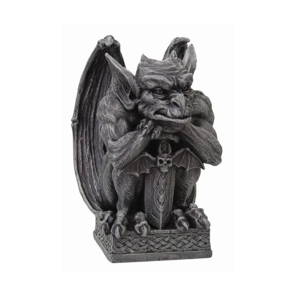 Gargoyle with Shield Statue Cold Cast Resin Figurine