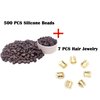 Flosius 500 Pcs Hair Extension Beads 5mm Silicone Micro Rings Links Beads for I Tip Human Hair Extensions Tool (Brown)