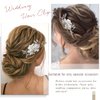 Jakawin Bride Flower Wedding Hair Piece Silver Pearl Hair Clip Rhinestone Crystal Headpiece Leaf Bridal Hair Accessories for Women FJ01 (1 Silver)