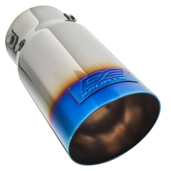 DC Sports Polished Stainless Universal Bolt On Exhaust Tip 2.87" Inlet / 3.5" Outlet / Slant-Cut / Titanium Flare | EX-1025