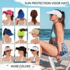 Sun Hats for Women Wide Brim Summer Hat with UV Protection Beach Sport Golf Sun Visor Cap with Ponytail Hole Black