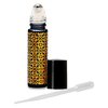 Grand Parfums 12 .33 Fl. Oz./10 Ml. Black Frosted Glass with Gold Overlay Design/Decoration Roll on Bottles Refillables with Metal Balls and Black Caps