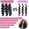 Releek 16A Body Wave Human Hair Bundles 14 16 18 Inch Brazilian Virgin Human Hair 3 Bundles Body Wave Unprocessed Raw Human Hair Extensions Thick Ends Hair Weave Bundles Natural Black Color