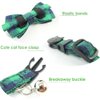 Cat Collar Breakaway with Bell and Bow Tie, Plaid Design Adjustable Safety Kitty Kitten Collars(6.8-10.8in) (Green Plaid)