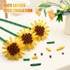MEIEST Building Blocks Flower Bouquet Plant kit,Creative Artificial Flowers Botanical Collection Construction Building Bricks Toy,Eternal Flowers Home Decor (3 Packs Sunflower)