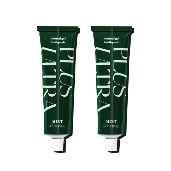 PLUS ULTRA Natural Gel Toothpaste - Sensitivity and Whitening, Eco-Friendly, Fluoride-Free, Made in USA, 4.7oz (Pack of 2)